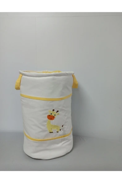 Ege Home Zürafa Nakışlı Bebek Çocuk Oyuncak Kirli Çamaşır Sepeti Sarı ürün görseli