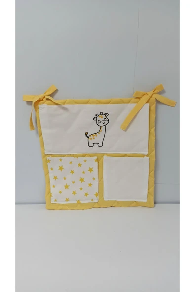 cepli bebek beşik organizer düzenleyici sarı zürafa nakışlı - 3