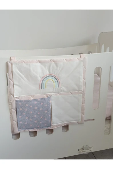 cepli bebek beşik organizer düzenleyici pudra gökkuşağı nakışlı - 2