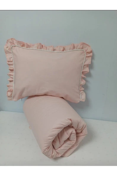 Ege Home Bebek Yorgan Ve Fırfırlı Yastık Kılıfı Seti Somon ürün görseli