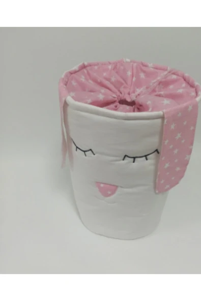 Beyaz Pembe Yıldız Oyuncak Kirli Sepeti - 2