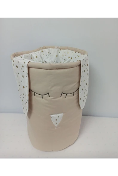 Bej Gold Yıldızlı Bebek Oyuncak Kirli Çamaşır Sepeti