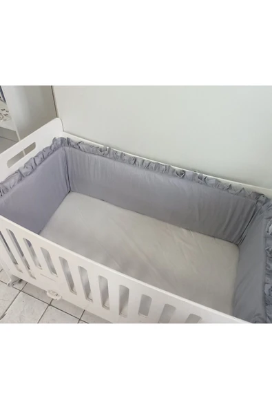 Ege Home Mia Fırfırlı Beşik Yan Koruma Gri 38×235 tek parça - 2