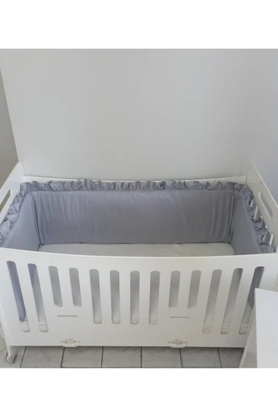 Ege Home Mia Fırfırlı Beşik Yan Koruma Gri 38×235 tek parça - 1