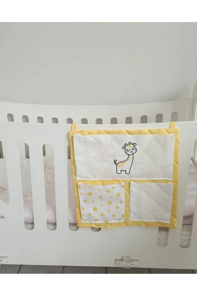 cepli bebek beşik organizer düzenleyici sarı zürafa nakışlı