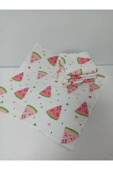 Ege Home 6lı müslin bebek ağız mendili karpuz desen - 1