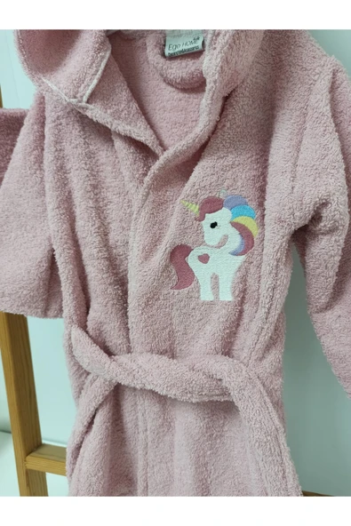 Ege Home unicorn nakışlı bebek bornoz - kese seti pembe - 2