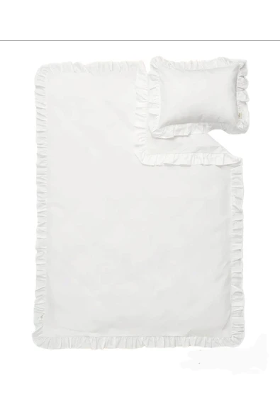 Ege Home Country Fırfırlı Bebek Nevresim Takımı, Beyaz ürün görseli