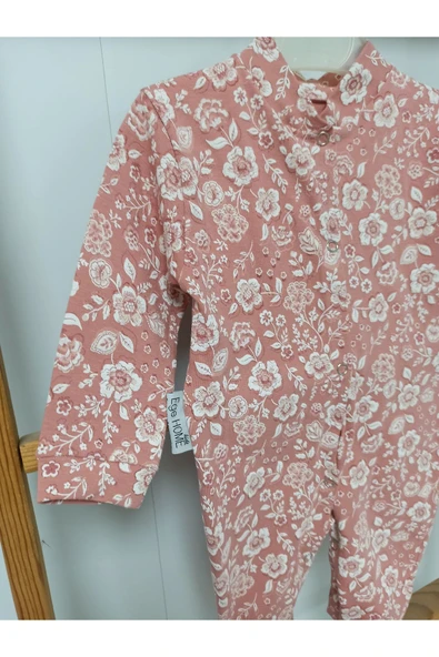 Ege Home 0-3 ay yenidoğan tulum pembe kendinden desenli 0-3 ay - Resim 2