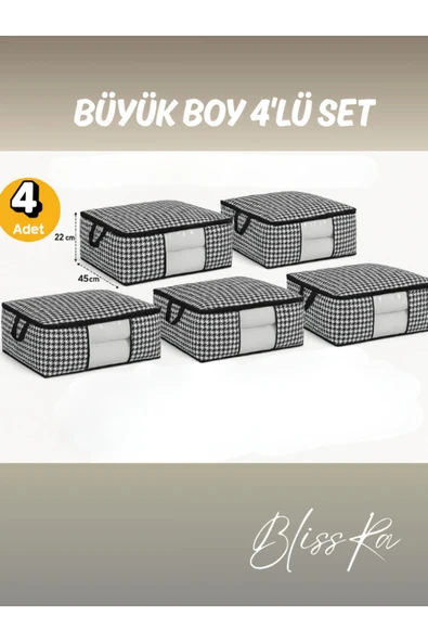 Blissra 4'lü Hurç, Baza Altı Hurç Takımı, Büyük Boy Hurç, Çeyizlik Hurç - 2