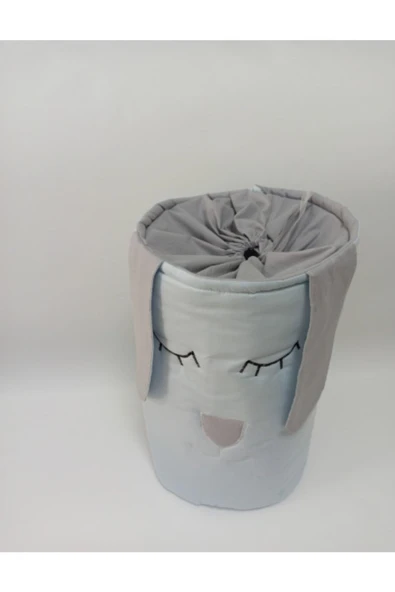 Mavi Gri Bebek Çocuk Oyuncak Kirli Çamaşır Sepeti - 2
