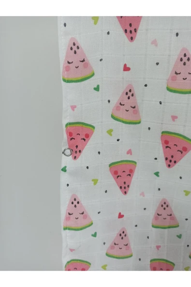 Ege Home kapşonlu müslin panço karpuz desenli - Resim 2