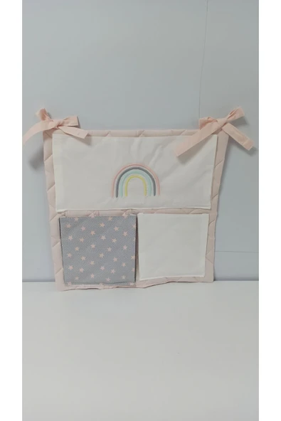 cepli bebek beşik organizer düzenleyici pudra gökkuşağı nakışlı - 3