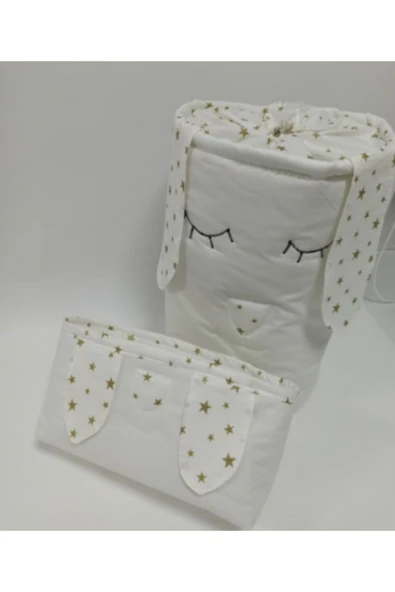 Ikili Set Beyaz Gold Yıldız Desen Oyuncak Kirli Sepeti