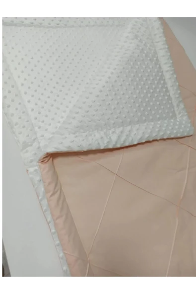 Ege Home nohut battaniyeli nervürlü dolgulu bebek yorgan 100*150 somon