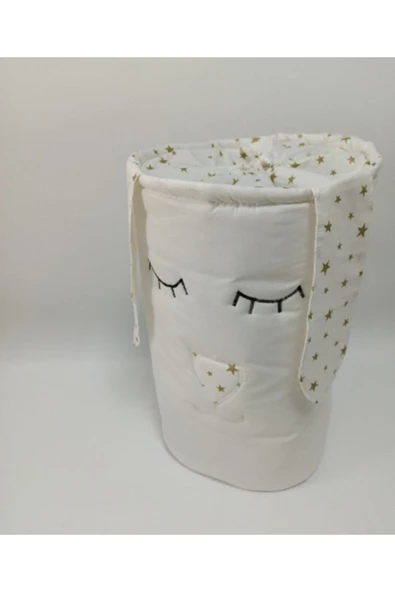 Beyaz Gold Yıldız Oyuncak Kirli Sepeti Cocuk Camasir Sepeti