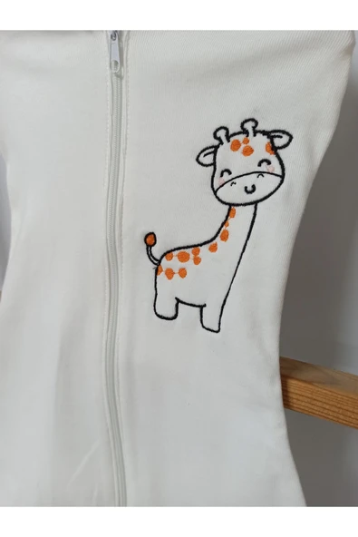 Bebek Uyku Tulumu Fermuarlı Kundak 0-3 Ay Zürafa Nakisli - 2