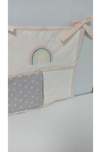 cepli bebek beşik organizer düzenleyici pudra gökkuşağı nakışlı - 4