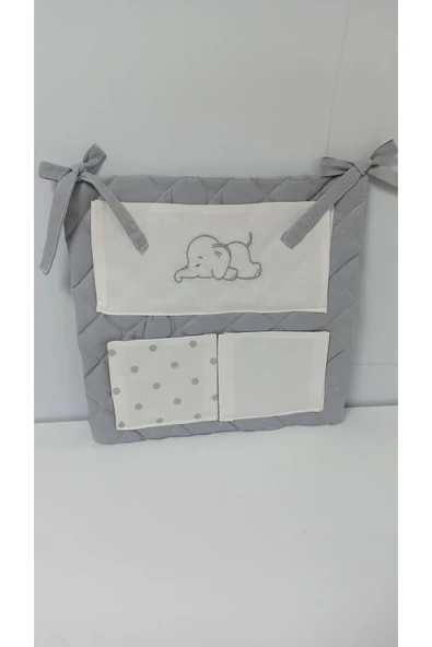Ege Home cepli bebek beşik organizer düzenleyici gri fil nakışlı - 3