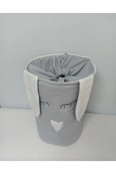 Gri Beyaz Bebek Oyuncak Kirli Çamaşır Sepeti - 2