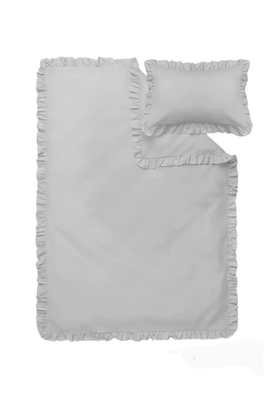 Ege Home Country Fırfırlı Bebek Nevresim Takımı Gri