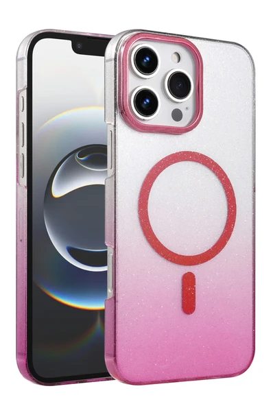 Zipax Apple iPhone 15 Pro Max Kılıf Simli Renk Geçişli Magesafe Kapak Azn-Fiyonk ürün görseli 1