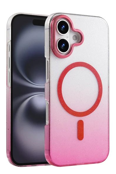 Zipax Apple iPhone 16 Kılıf Simli Renk Geçişli Magesafe Kapak Azn-Fiyonk ürün görseli 1