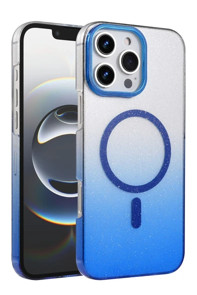 Zipax Apple iPhone 14 Pro Max Kılıf Simli Renk Geçişli Magesafe Kapak Azn-Fiyonk ürün görseli 1