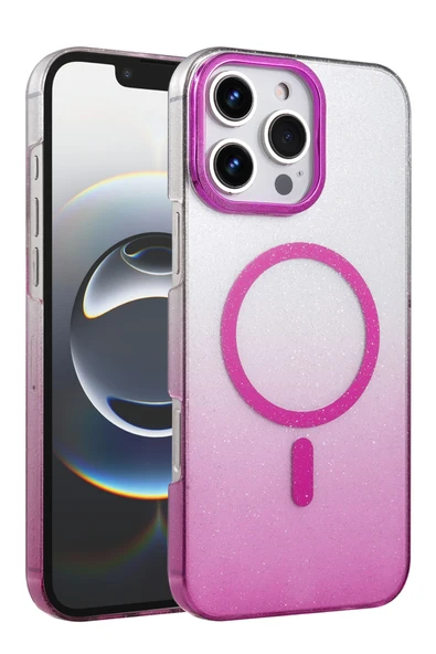 Zipax Apple iPhone 16 Pro Kılıf Simli Renk Geçişli Magesafe Kapak Azn-Fiyonk ürün görseli 1