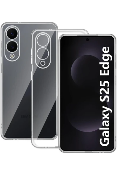 Zipax Samsung Galaxy S25 Edge Kılıf Şeffaf İnce Silikon Kapak Azn-Lüx - Resim 2