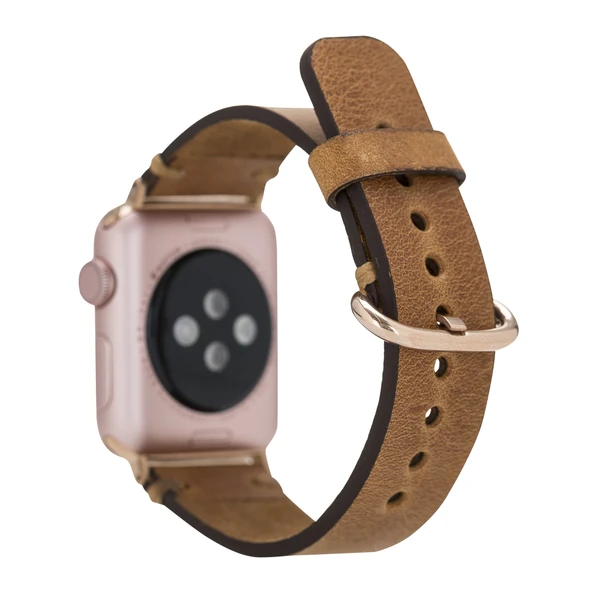 Apple Watch Uyumlu Deri Kordon 38-40-41mm Roma G19 Taba - 2