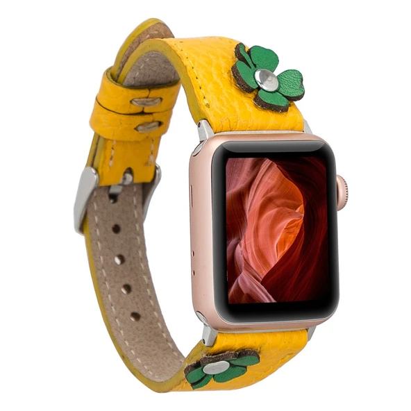 Apple Watch Uyumlu Deri Kordon Clover 42-44-45mm TR FL12