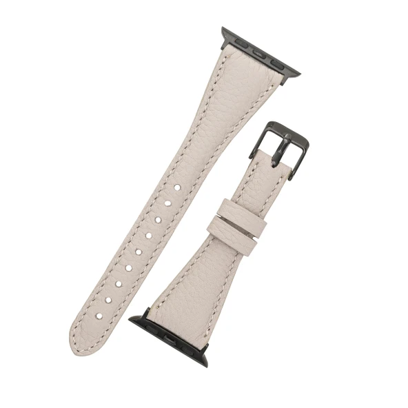 Apple Watch Uyumlu Deri Kordon 38-40-41mm Slim ERC3 Bej - 5