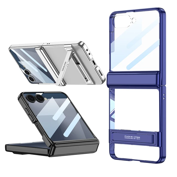 Zipax Samsung Galaxy Z Flip 7 Kamera Korumalı Standlı Şeffaf Zr-Lego - Resim 2