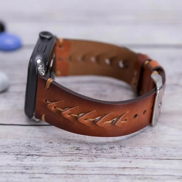 Apple Watch Uyumlu Deri Kordon 42-44-45mm RST2EF Boras - Resim 2