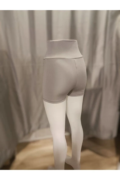 İnce Mikro Şort Tayt Toparlayıcı Yüksel Bel Light Gri Renk - 3