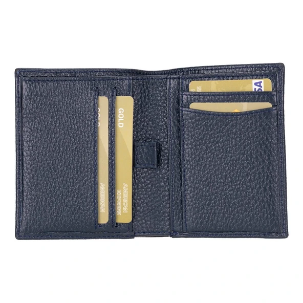 Purahide Deri Cüzdan, 7 Adet Kart Bölmesi, Dokulu Lacivert ürün görseli