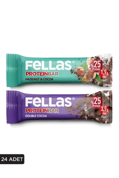 Protein Bar 32g Süper İkili Kutu 24 Adet - Duble Kakaolu x 12 Adet + Fındıklı x 12 Adet - 1