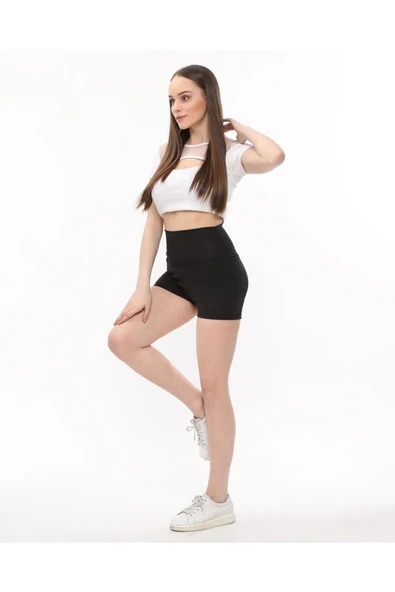 Arkası Hafif Büzgülü Şort Yüksek Bel - 5