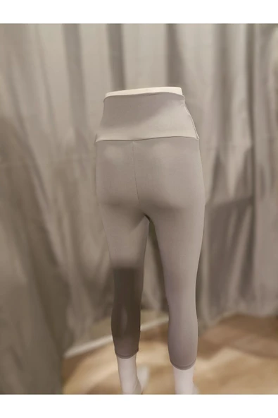 İnce Kapri Tayt Toparlayıcı Yüksel Bel Light Gri Renk - 4