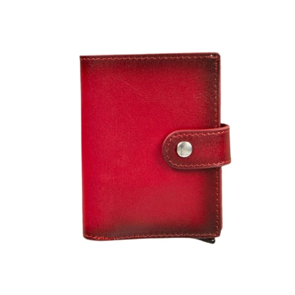 Palertag Deri Cüzdan, Apple AirTag Uyumlu Kırmızı - Resim 2