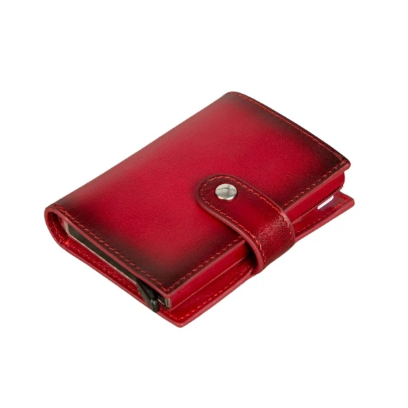 Palertag Deri Cüzdan, Apple AirTag Uyumlu Kırmızı - Resim 3