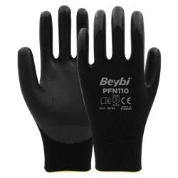 PFN110 10 Beden Siyah Polyester Örgü Üzeri ½ Köpük Nitril Kaplı Eldiven 12li Paket En388 (3131X) - 2