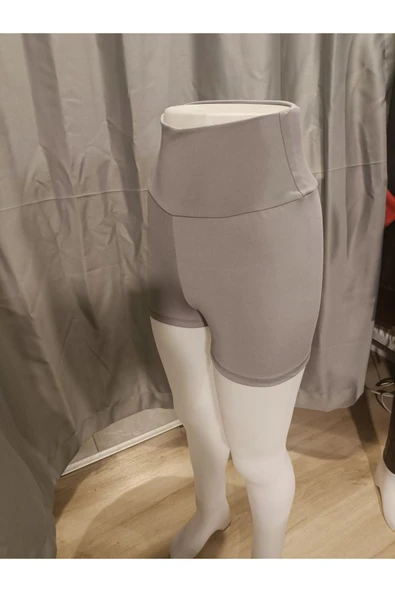 İnce Mikro Şort Tayt Toparlayıcı Yüksel Bel Light Gri Renk - 7