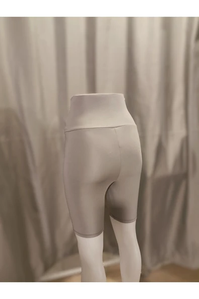 İnce Şort Tayt Toparlayıcı Yüksel Bel Light Gri Renk - 5