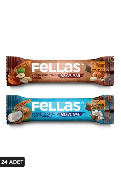 Meyve Bar 40g Süper İkili Kutu 24 Adet - Hind.cevizi & Chiax12 Adet+Karışık Kuruyemis x 12 Adet ürün görseli