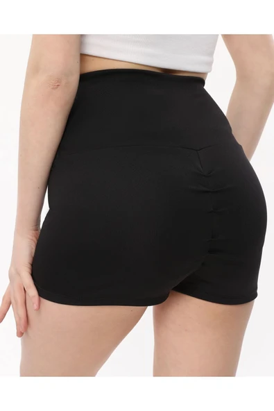 Arkası Hafif Büzgülü Şort Yüksek Bel - 2