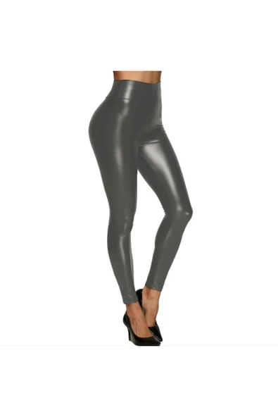 Deri suni deri yüksek bel tayt - 2