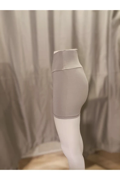 İnce Mikro Şort Tayt Toparlayıcı Yüksel Bel Light Gri Renk - 4