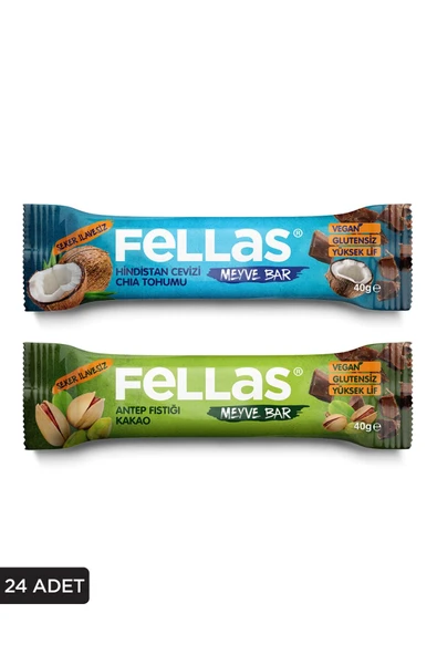 Meyve Bar 40g Süper İkili Kutu 24 Adet - Antep Fıstıklı x 12 Adet + Hindistan Cevizli x 12 Adet ürün görseli